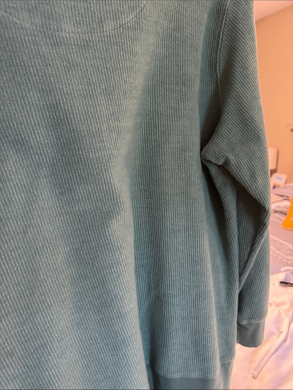 Women’s Marleylilly Pocket Crewneck Sweater - Sage Green, HAS MONOGRAM- “DKC” - Picture 6 of 6